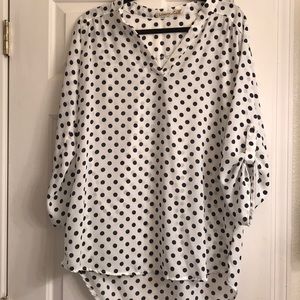 Navy And White Polka Dot Blouse
